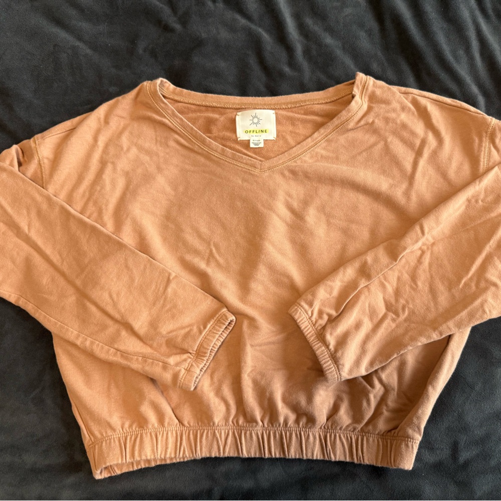Aerie Cropped Long Sleeve Top